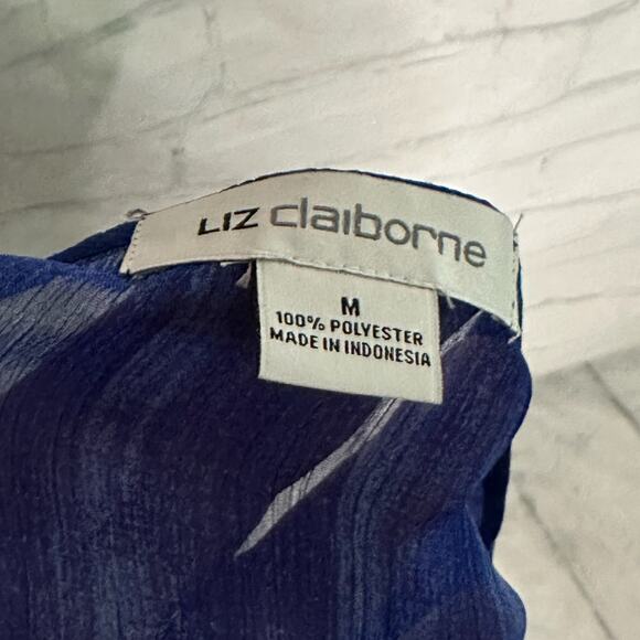 Liz Claiborne Blue and Black Sheer Blouse with Black Tank top, Medium, Pre-owned - Picture 5 of 7